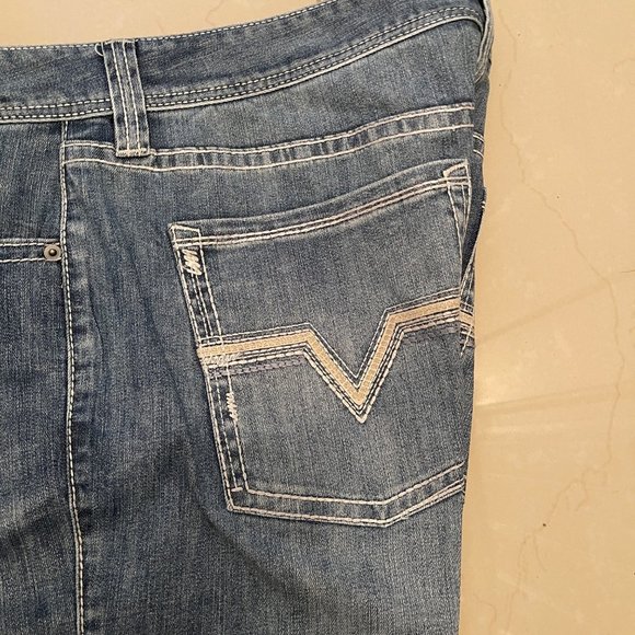 Rock & Roll Denim Regular Stackable Bootcut Jeans Mens 38W Medium Blue Cotton Bl - Picture 2 of 16